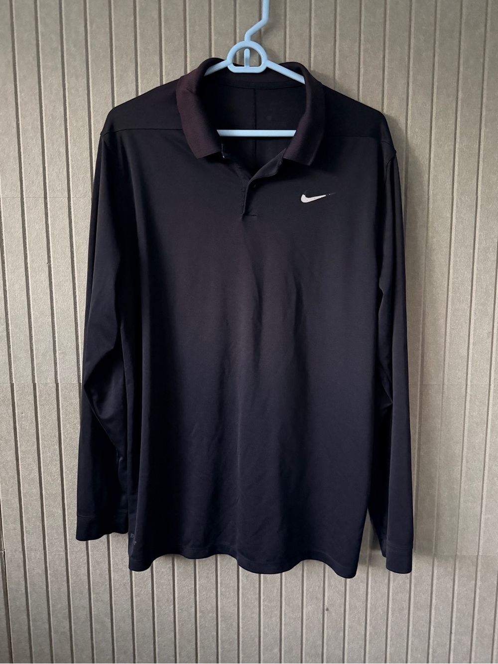 Nike Black Long Sleeve Polo with White Swoosh